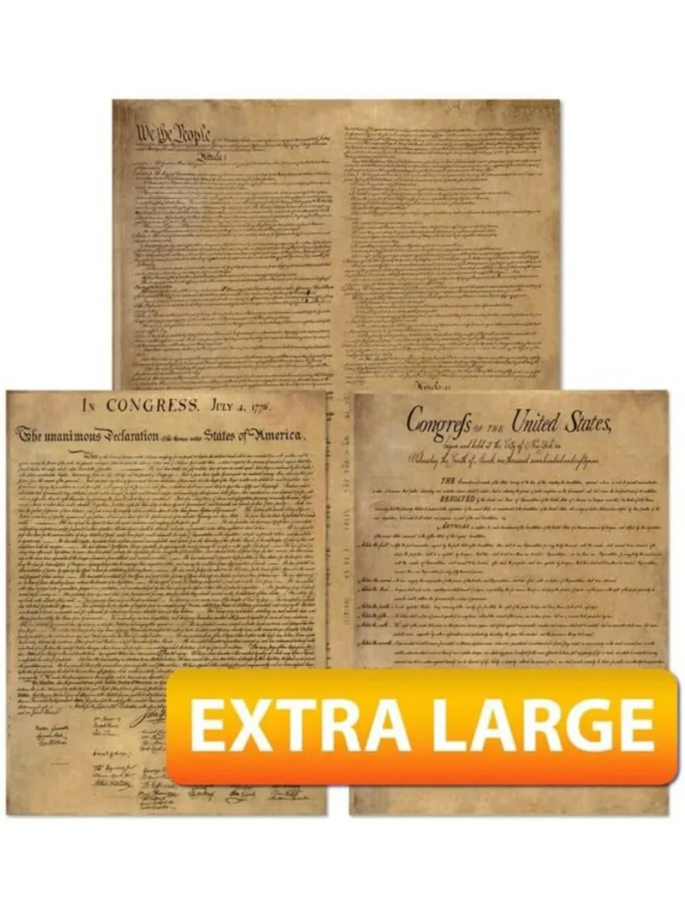 Extra Large Laminated Founding Documents 3-Pack: US Constitution, Declaration